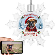 Load image into Gallery viewer, Boxer Ornament - Personalized Snowflake Shaped Christmas Snow Globe Design - with Name-Christmas Ornament-Boxer,Christmas,Personalize Artwork-1