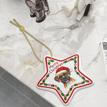 Load image into Gallery viewer, Boxer Ornament - Personalized Star Shaped Christmas Folk-Art Design-Christmas Ornament-Boxer,Christmas,Personalize Artwork-5