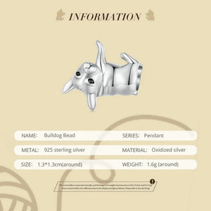 Bracelet Hugging French Bulldog Silver Charm Bead-EFC796-4