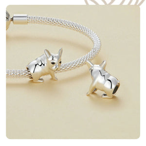 Bracelet Hugging French Bulldog Silver Charm Bead-EFC796-7