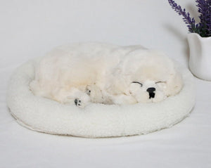 Breathing Bichon Frise Stuffed Animal with Faux Fur-Stuffed Animals-Bichon Frise, Car Accessories, Home Decor, Stuffed Animal-26