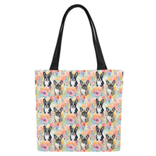 Load image into Gallery viewer, Brindle and Black Frenchies in Bloom Large Canvas Tote Bags - Set of 2-Accessories-Accessories, Bags, French Bulldog-White3-ONESIZE-7