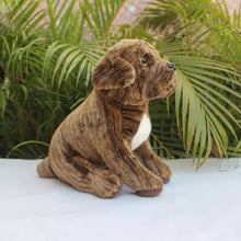 Load image into Gallery viewer, Image of a brindle pit bull stuffed animal plush toy - side view