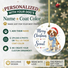 Load image into Gallery viewer, Brittany Spaniel Christmas Ornament - Cozy Winter Pet Portrait Design - Personalize with Photo and Name-Christmas Ornament-Christmas,Christmas Ornament,Personalize Artwork-2
