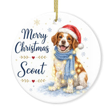 Load image into Gallery viewer, Brittany Spaniel Christmas Ornament - Cozy Winter Pet Portrait Design - Personalize with Photo and Name-Christmas Ornament-Christmas,Christmas Ornament,Personalize Artwork-3