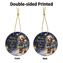 Load image into Gallery viewer, Brittany Spaniel Christmas Ornament - Cozy Winter Pet Portrait Design - Personalize with Photo and Name-Christmas Ornament-Brittany Spaniel,Christmas,Christmas Ornament,Personalize Artwork-4
