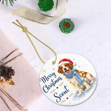 Load image into Gallery viewer, Brittany Spaniel Christmas Ornament - Cozy Winter Pet Portrait Design - Personalize with Photo and Name-Christmas Ornament-Christmas,Christmas Ornament,Personalize Artwork-6