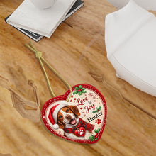 Load image into Gallery viewer, Brittany Spaniel Christmas Ornament - Love &amp; Joy Heart Shaped Portrait - Personalize with Photo and Name-Christmas Ornament-Brittany Spaniel,Christmas,Christmas Ornament,Personalize Artwork-7
