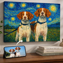 Load image into Gallery viewer, Photo of starry night inspired Brittany Spaniel wall art