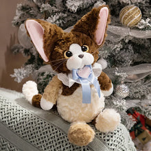 Load image into Gallery viewer, Brown and White Devon Rex Stuffed Animal - French Bow Knot Design-3