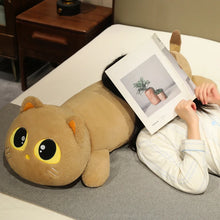 Load image into Gallery viewer, Brown Giant Cat Plush Toy - Big Eyes and Orange Inner Ears-4