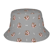 Load image into Gallery viewer, Brown Husky Love Bucket Hat-Hats &amp; Caps-Accessories,Dog Dad Gifts,Dog Mom Gifts,Hats,Siberian Husky-Parisian Gray-One Size-33