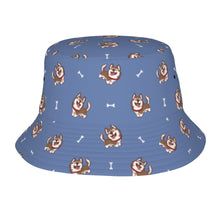 Load image into Gallery viewer, Brown Husky Love Bucket Hat-Hats &amp; Caps-Accessories,Dog Dad Gifts,Dog Mom Gifts,Hats,Siberian Husky-Slate Blue-One Size-49
