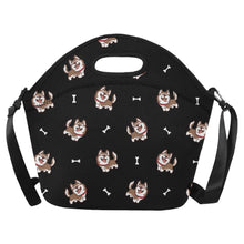 Load image into Gallery viewer, Brown Husky Love Neoprene Lunch Bag-Accessories-Accessories,Bags,Dog Dad Gifts,Dog Mom Gifts,Lunch Bags,Siberian Husky-Black2-ONESIZE-10