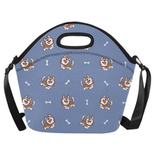 Load image into Gallery viewer, Brown Husky Love Neoprene Lunch Bag-Accessories-Accessories,Bags,Dog Dad Gifts,Dog Mom Gifts,Lunch Bags,Siberian Husky-CornflowerBlue-ONESIZE-15