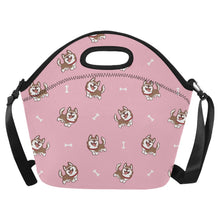 Load image into Gallery viewer, Brown Husky Love Neoprene Lunch Bag-Accessories-Accessories,Bags,Dog Dad Gifts,Dog Mom Gifts,Lunch Bags,Siberian Husky-Pink-ONESIZE-4