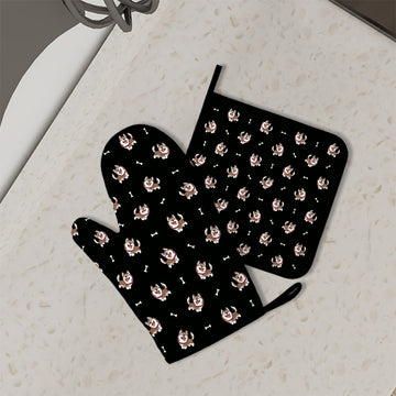 Brown Husky Love Oven Mitts And Pot Holder Set 3 360x