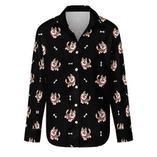 Load image into Gallery viewer, Brown Husky Love Women's Shirt-Apparel-Apparel,Dog Mom Gifts,Shirt,Siberian Husky-Midnight Black-S-7