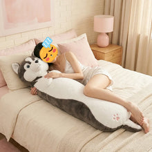 Load image into Gallery viewer, Brown and White Husky Body Pillow Plush Toy - Snuggly Long Fur Ball (Medium to Giant Size)-Stuffed Animals-Home Decor,Pillows,Siberian Husky,Stuffed Animal-4