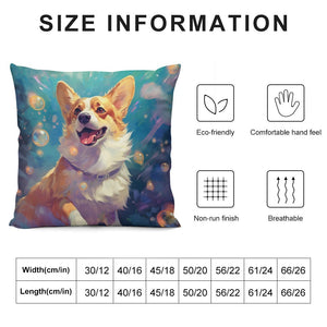 Bubble Bliss Corgi Plush Pillow Case-Cushion Cover-Corgi, Dog Dad Gifts, Dog Mom Gifts, Home Decor, Pillows-6