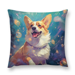Bubble Bliss Corgi Plush Pillow Case-Cushion Cover-Corgi, Dog Dad Gifts, Dog Mom Gifts, Home Decor, Pillows-12 "×12 "-1
