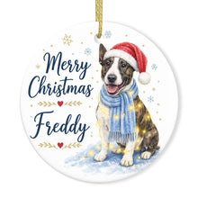 Load image into Gallery viewer, Bull Terrier Christmas Ornament - Cozy Winter Pet Portrait Design - Personalize with Photo and Name-Christmas Ornament-Christmas,Christmas Ornament,Personalize Artwork-3