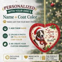 Load image into Gallery viewer, Bull Terrier Christmas Ornament - Love &amp; Joy Heart Shaped Portrait - Personalize with Photo and Name-Christmas Ornament-Bull Terrier,Christmas,Christmas Ornament,Personalize Artwork-2
