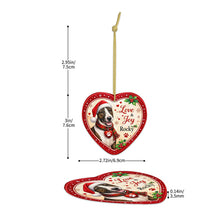 Load image into Gallery viewer, Bull Terrier Christmas Ornament - Love &amp; Joy Heart Shaped Portrait - Personalize with Photo and Name-Christmas Ornament-Bull Terrier,Christmas,Christmas Ornament,Personalize Artwork-5