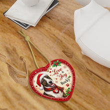 Load image into Gallery viewer, Bull Terrier Christmas Ornament - Love &amp; Joy Heart Shaped Portrait - Personalize with Photo and Name-Christmas Ornament-Bull Terrier,Christmas,Christmas Ornament,Personalize Artwork-7