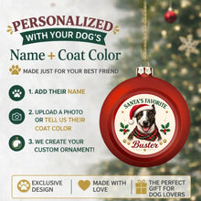 Load image into Gallery viewer, Bull Terrier Ornament - Classic Red Round Shape - Santa's Favourite Design - Personalized with Photo and Name-Christmas Ornament-Bull Terrier,Christmas,Christmas Ornament,Personalize Artwork-2