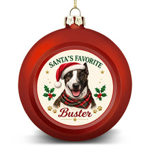 Load image into Gallery viewer, Bull Terrier Ornament - Classic Red Round Shape - Santa's Favourite Design - Personalized with Photo and Name-Christmas Ornament-Bull Terrier,Christmas,Christmas Ornament,Personalize Artwork-4