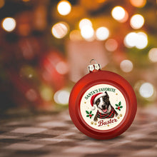Load image into Gallery viewer, Bull Terrier Ornament - Classic Red Round Shape - Santa's Favourite Design - Personalized with Photo and Name-Christmas Ornament-Bull Terrier,Christmas,Christmas Ornament,Personalize Artwork-6