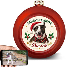 Load image into Gallery viewer, Bull Terrier Ornament - Classic Red Round Shape - Santa's Favourite Design - Personalized with Photo and Name-Christmas Ornament-Bull Terrier,Christmas,Christmas Ornament,Personalize Artwork-1