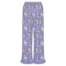 Load image into Gallery viewer, Bull Terrier Pajama Pants for Women - Ruffle Hem Design - Watercolor Elegance Bull Terriers-Pajamas-Apparel,Bull Terrier,Dog Mom Gifts,Pajamas-10