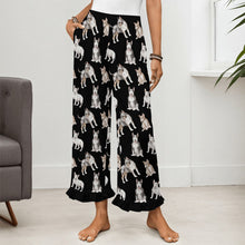 Load image into Gallery viewer, Bull Terrier Pajama Pants for Women - Ruffle Hem Design - Watercolor Elegance Bull Terriers-Pajamas-Apparel,Bull Terrier,Dog Mom Gifts,Pajamas-4