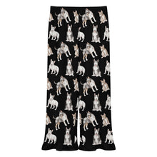 Load image into Gallery viewer, Bull Terrier Pajama Pants for Women - Ruffle Hem Design - Watercolor Elegance Bull Terriers-Pajamas-Apparel,Bull Terrier,Dog Mom Gifts,Pajamas-6