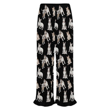 Load image into Gallery viewer, Bull Terrier Pajama Pants for Women - Ruffle Hem Design - Watercolor Elegance Bull Terriers-Pajamas-Apparel,Bull Terrier,Dog Mom Gifts,Pajamas-8
