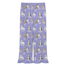 Load image into Gallery viewer, Bull Terrier Pajama Pants for Women - Ruffle Hem Design - Watercolor Elegance Bull Terriers-Pajamas-Apparel,Bull Terrier,Dog Mom Gifts,Pajamas-9