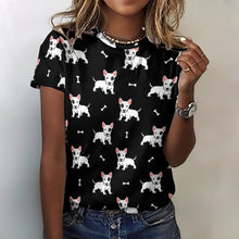 Load image into Gallery viewer, Eye Patch White Bull Terrier Love All Over Print Women&#39;s Cotton T-Shirt - 4 Colors-Apparel-Apparel, Bull Terrier, Shirt, T Shirt-Black-2XS-2