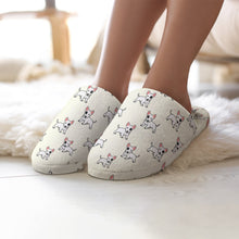 Load image into Gallery viewer, Bull Terrier Slippers for Women - Eye Patch White Bull Terrier - Flannel-Slippers-5.5 - 6-Ivory White-1