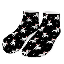Load image into Gallery viewer, Bull Terrier Socks - Ankle Length - Eye Patch White Bull Terrier Love-Accessories-Accessories,Bull Terrier,Dog Dad Gifts,Socks-Black-One size-16