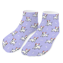 Load image into Gallery viewer, Bull Terrier Socks - Ankle Length - Eye Patch White Bull Terrier Love-Accessories-Accessories,Bull Terrier,Dog Dad Gifts,Socks-Lavender-One size-11