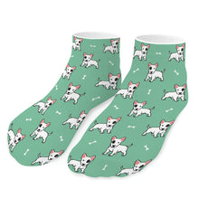Load image into Gallery viewer, Bull Terrier Socks - Ankle Length - Eye Patch White Bull Terrier Love-Accessories-Accessories,Bull Terrier,Dog Dad Gifts,Socks-Mint Green-One size-1