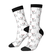 Load image into Gallery viewer, Bull Terrier Socks - Eye Patch White Bull Terrier Love-Wear Accessories-White-3 Black-One Size-41