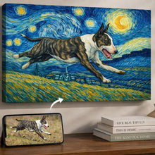 Load image into Gallery viewer, Photo of starry night inspired Bull Terrier wall art