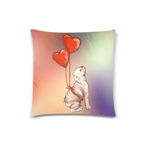 Bulldog with Red Heart Balloons Throw Pillow Covers-2
