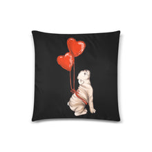 Load image into Gallery viewer, Bulldog with Red Heart Balloons Throw Pillow Covers-3