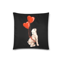 Load image into Gallery viewer, Bulldog with Red Heart Balloons Throw Pillow Covers-White-ONESIZE-1