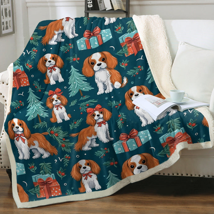 Bundles of Joy Blenheim Cavalier King Charles Spaniel Christmas Blanket-Blanket-Blankets, Cavalier King Charles Spaniel, Christmas, Dog Dad Gifts, Dog Mom Gifts, Home Decor-1