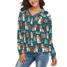 Load image into Gallery viewer, Bundles of Joy Blenheim Cavaliers Women&#39;s V-Neck Christmas Sweater-Apparel-Apparel,Cavalier King Charles Spaniel,Christmas,Dog Mom Gifts,Sweater,Sweatshirt-1